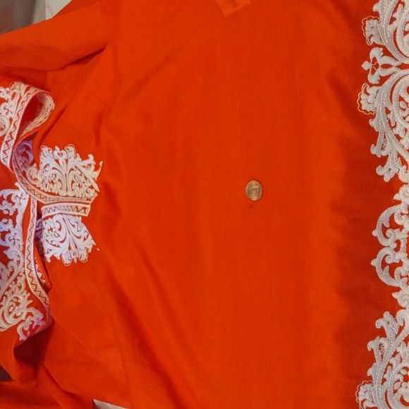 Michael Kors Long Sleeved Orange Embroidered Tunic/Cover Up Size Medium - Picture 13 of 15
